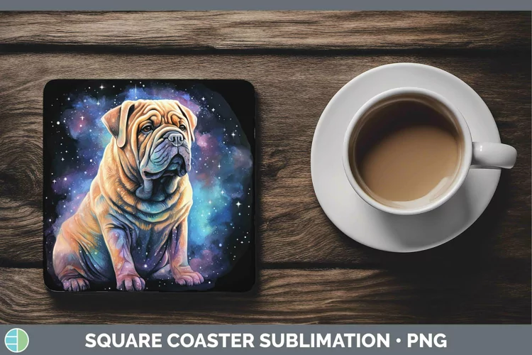 Galaxy Dog Shar Pei Square Coaster Sublimation Coaster Desig