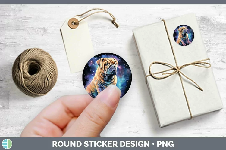 Galaxy Dog Shar Pei Stickers | Round Labels Designs