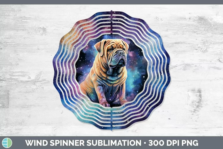 Galaxy Dog Shar Pei Wind Spinner Sublimation Spinner Designs