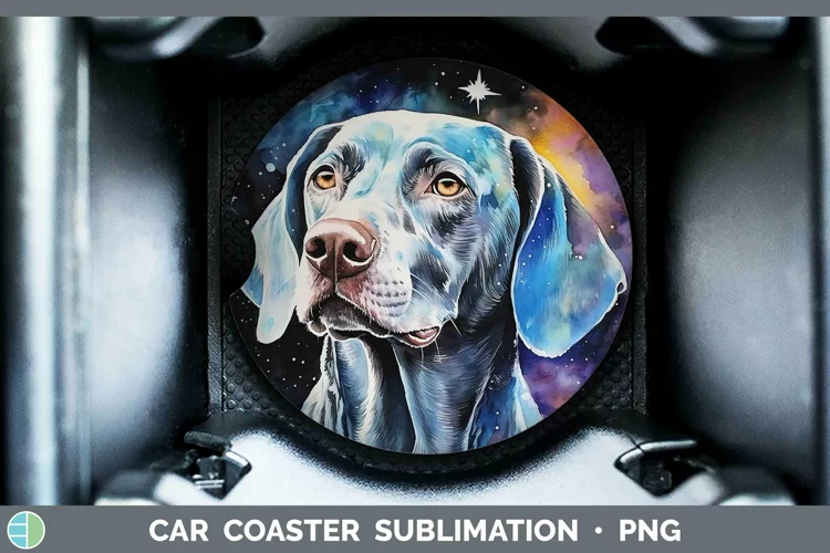 Galaxy Dog Weimaraner Car Coaster Sublimation Coaster Design