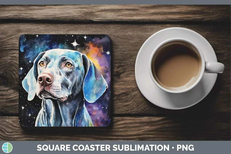 Galaxy Dog Weimaraner Square Coaster Sublimation Coaster Des