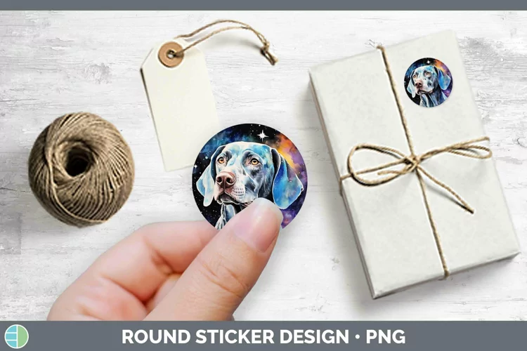 Galaxy Dog Weimaraner Stickers | Round Labels Designs