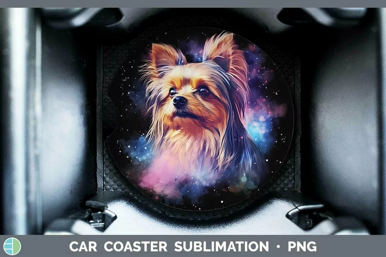 Galaxy Dog Yorkshire Terrier Car Coaster Sublimation Coaster