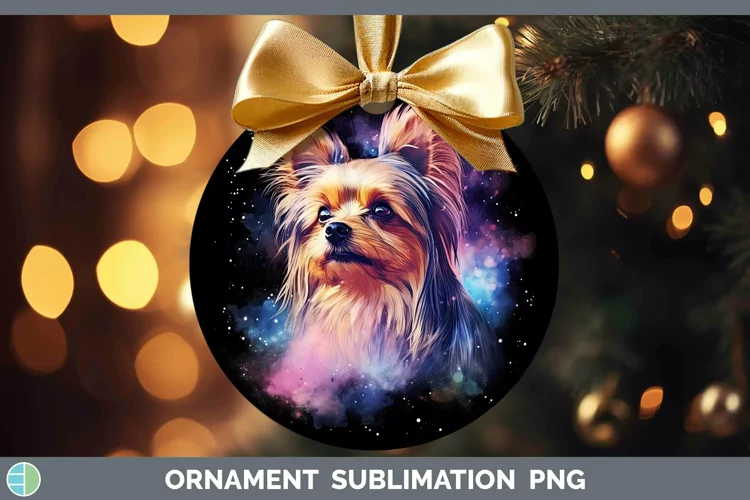 Galaxy Dog Yorkshire Terrier Ornament Sublimation Bauble Des