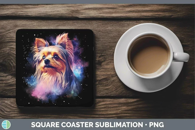 Galaxy Dog Yorkshire Terrier Square Coaster Sublimation Coas