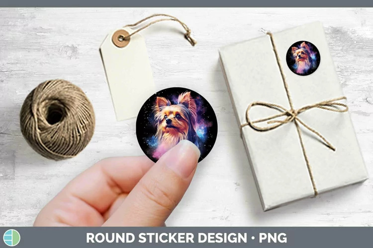 Galaxy Dog Yorkshire Terrier Stickers | Round Labels Designs