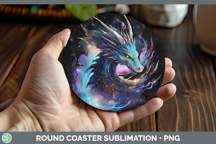 Galaxy Dragon Round Coaster Sublimation Coaster Designs