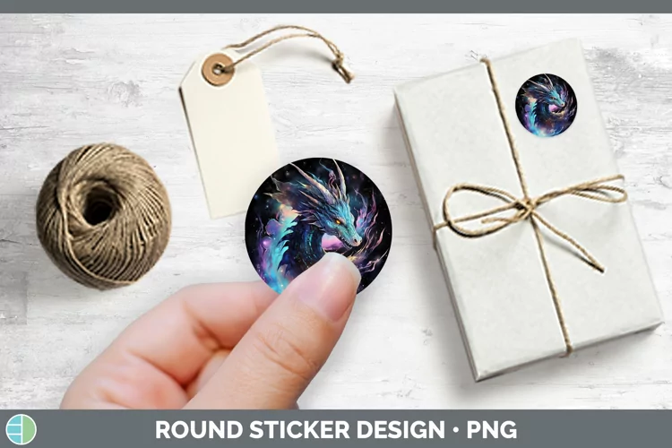 Galaxy Dragon Stickers | Round Labels Designs