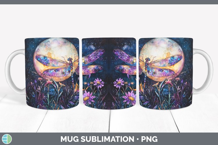 Galaxy Dragonfly Mug Wrap Sublimation Coffee Cup Designs