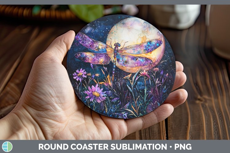 Galaxy Dragonfly Round Coaster Sublimation Coaster Designs