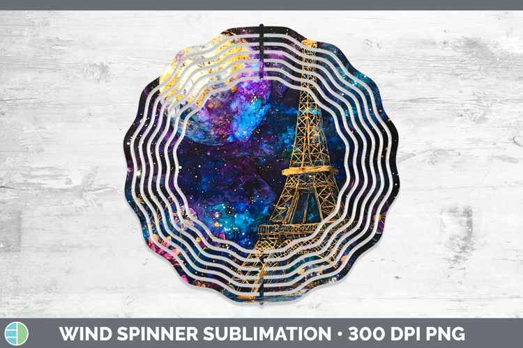 Galaxy Eiffel Tower Wind Spinner Sublimation Spinner Designs