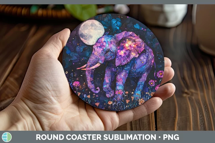 Galaxy Elephant Round Coaster Sublimation Coaster Designs