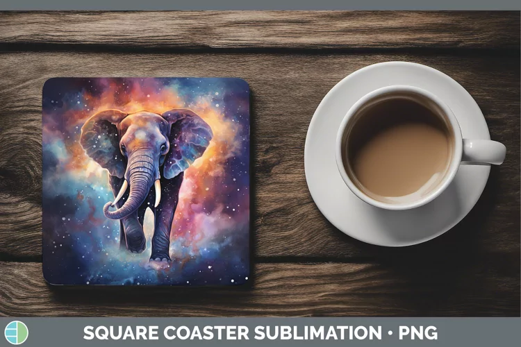 Galaxy Elephant Square Coaster Sublimation Coaster Designs