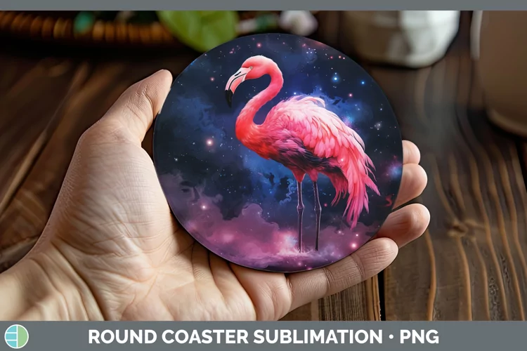 Galaxy Flamingo Round Coaster Sublimation Coaster Designs