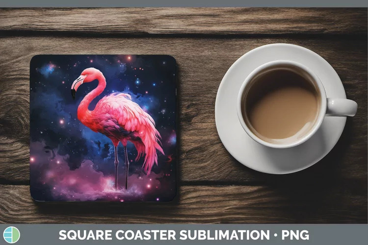 Galaxy Flamingo Square Coaster Sublimation Coaster Designs