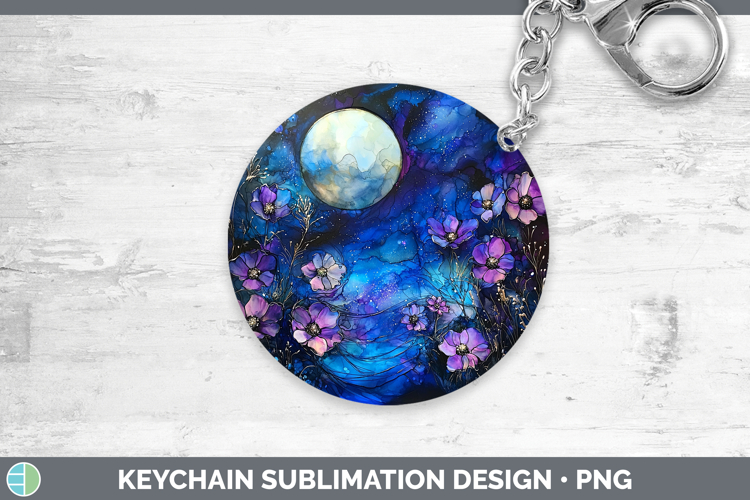 Galaxy Floral Keychain Sublimation Keyring Designs