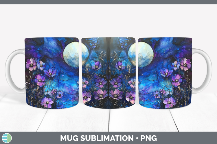 Galaxy Floral Mug Wrap Sublimation Coffee Cup Designs