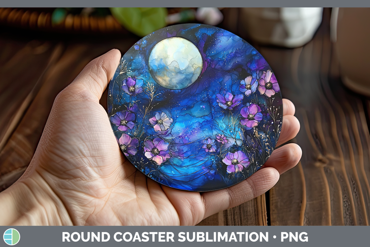 Galaxy Floral Round Coaster Sublimation Coaster Designs