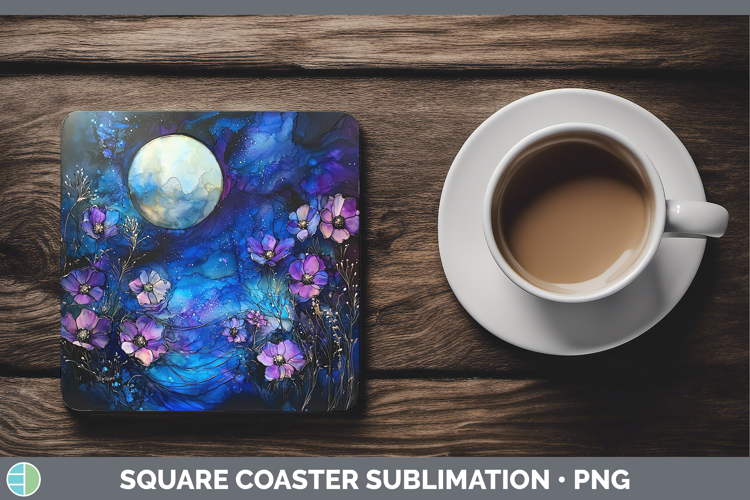 Galaxy Floral Square Coaster Sublimation Coaster Designs