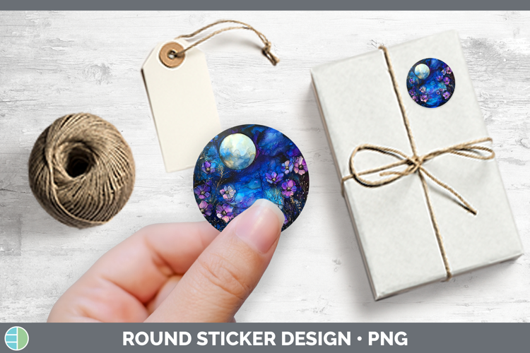 Galaxy Floral Stickers | Round Labels Designs