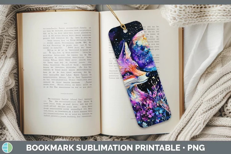 Galaxy Fox Bookmark Sublimation Printable Designs