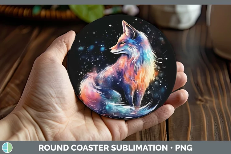 Galaxy Fox Round Coaster Sublimation Coaster Designs