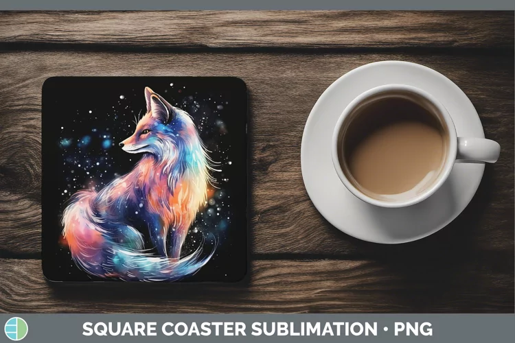 Galaxy Fox Square Coaster Sublimation Coaster Designs