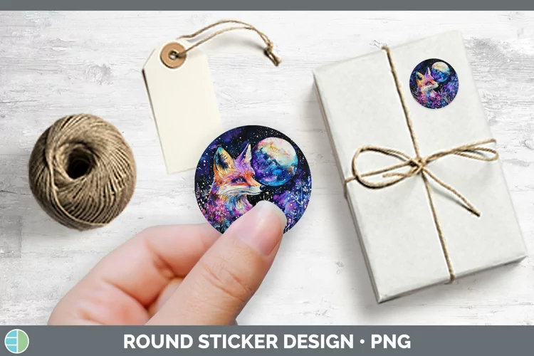 Galaxy Fox Stickers | Round Labels Designs
