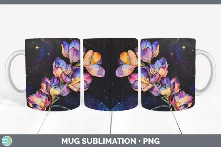 Galaxy Freesia Mug Wrap Sublimation Coffee Cup Designs