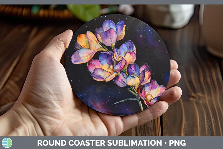 Galaxy Freesia Round Coaster Sublimation Coaster Designs