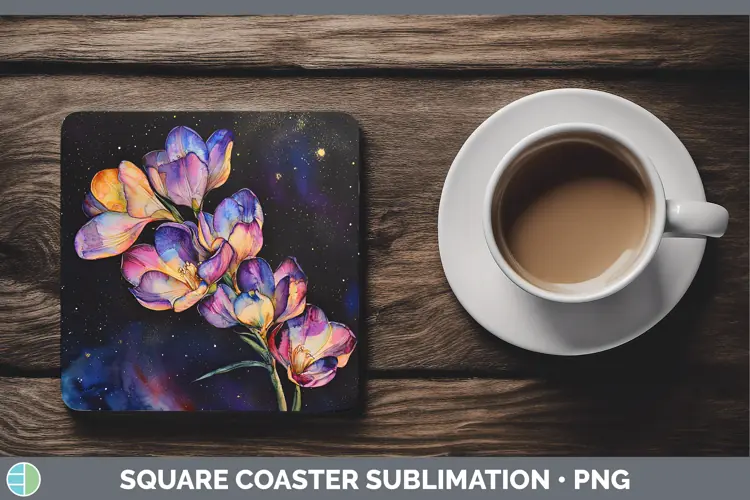 Galaxy Freesia Square Coaster Sublimation Coaster Designs