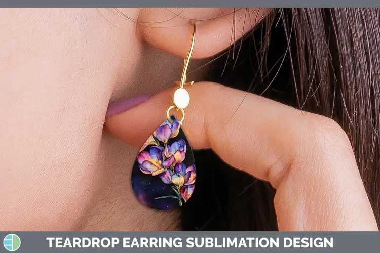 Galaxy Freesia Teardrop Earrings Sublimation Earrings Design