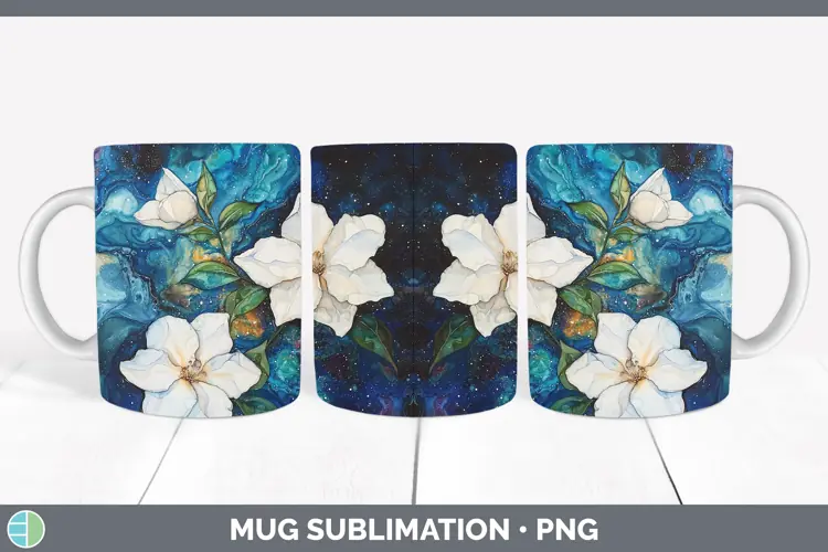 Galaxy Gardenia Mug Wrap Sublimation Coffee Cup Designs