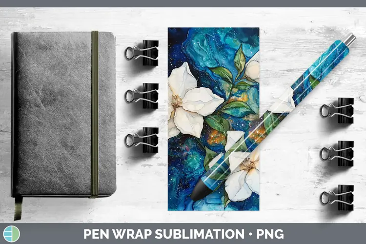 Galaxy Gardenia Pen Wrap Sublimation Pen Designs