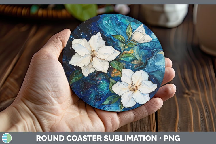 Galaxy Gardenia Round Coaster Sublimation Coaster Designs