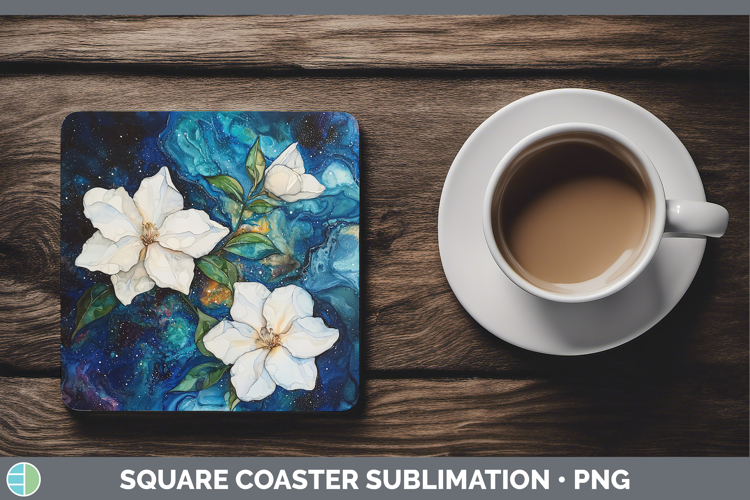 Galaxy Gardenia Square Coaster Sublimation Coaster Designs