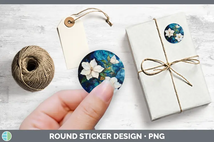 Galaxy Gardenia Stickers | Round Labels Designs