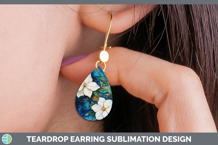 Galaxy Gardenia Teardrop Earrings Sublimation Earrings Desig