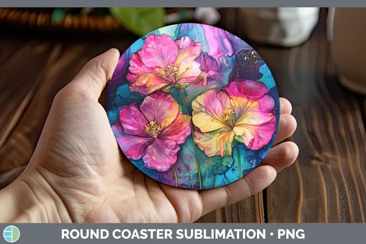 Galaxy Geranium Round Coaster Sublimation Coaster Designs