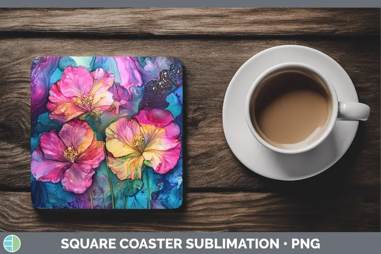 Galaxy Geranium Square Coaster Sublimation Coaster Designs