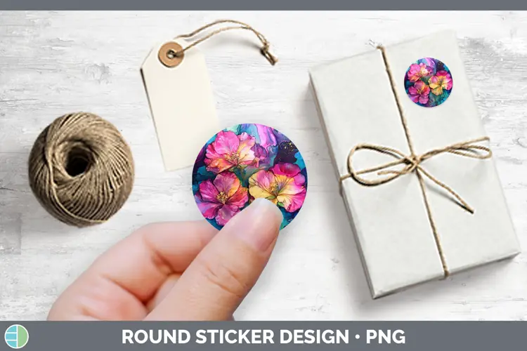 Galaxy Geranium Stickers | Round Labels Designs