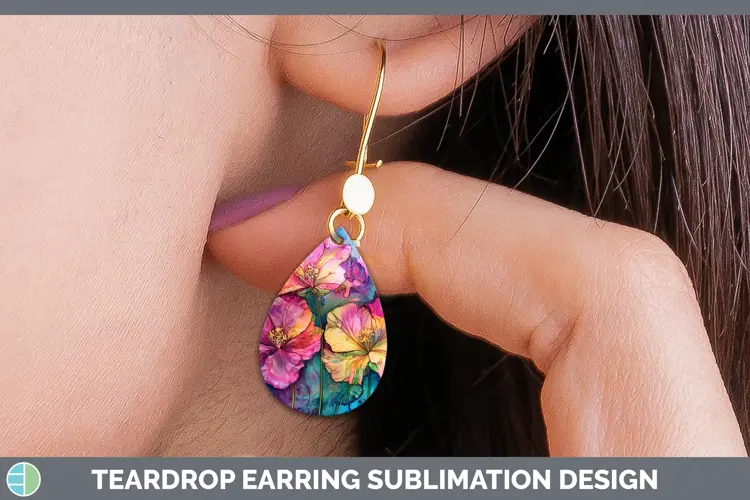 Galaxy Geranium Teardrop Earrings Sublimation Earrings Desig