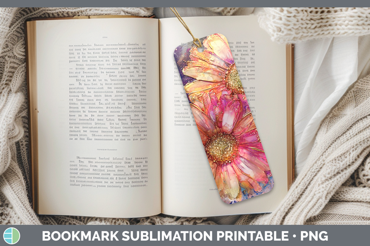 Galaxy Gerbera Daisy Bookmark Sublimation Printable Designs