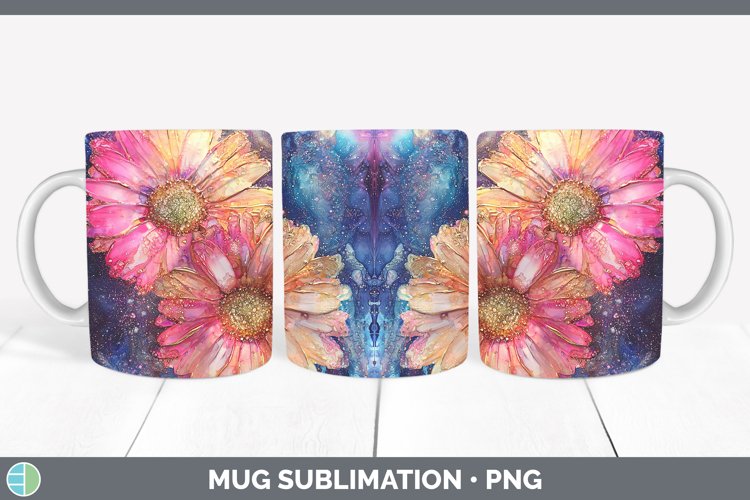 Galaxy Gerbera Daisy Mug Wrap Sublimation Coffee Cup Designs