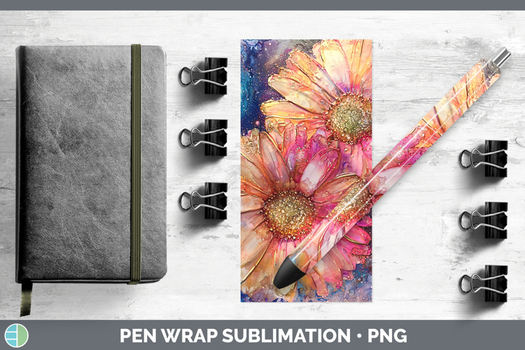 Galaxy Gerbera Daisy Pen Wrap Sublimation Pen Designs