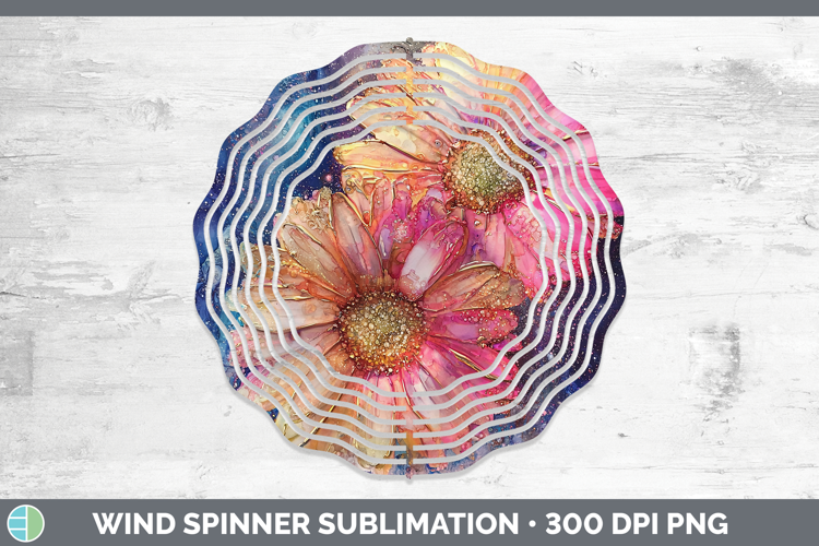 Galaxy Gerbera Daisy Wind Spinner Sublimation Spinner Design