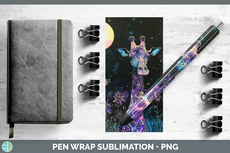 Galaxy Giraffe Pen Wrap Sublimation Pen Designs
