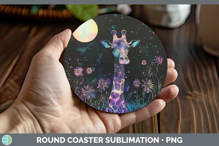 Galaxy Giraffe Round Coaster Sublimation Coaster Designs
