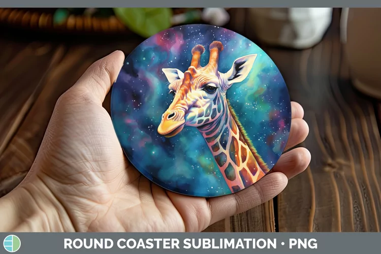 Galaxy Giraffe Round Coaster Sublimation Coaster Designs