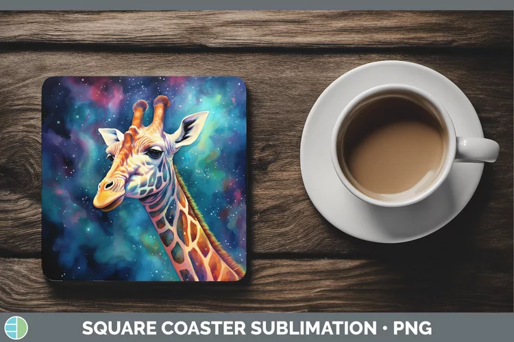 Galaxy Giraffe Square Coaster Sublimation Coaster Designs